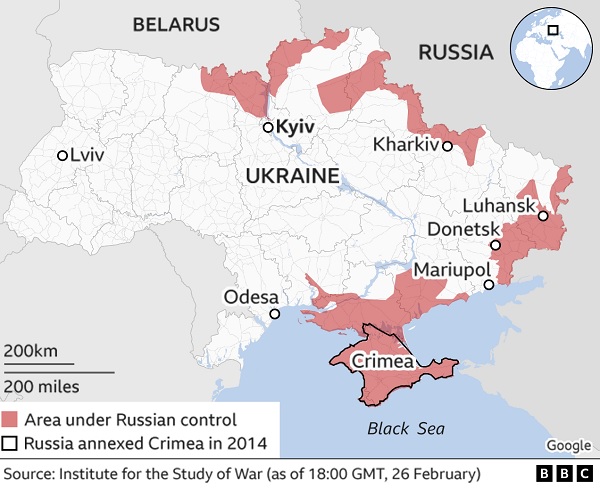 How much of Ukraine does Russia Control?