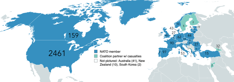 Nato soldiers killed in the war in Afghanistan 2001-2021